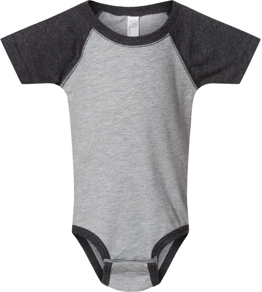 Front View of Vintage Heather/ Vintage Smoke Infant Baseball Fine Jersey Bodysuit - 4430