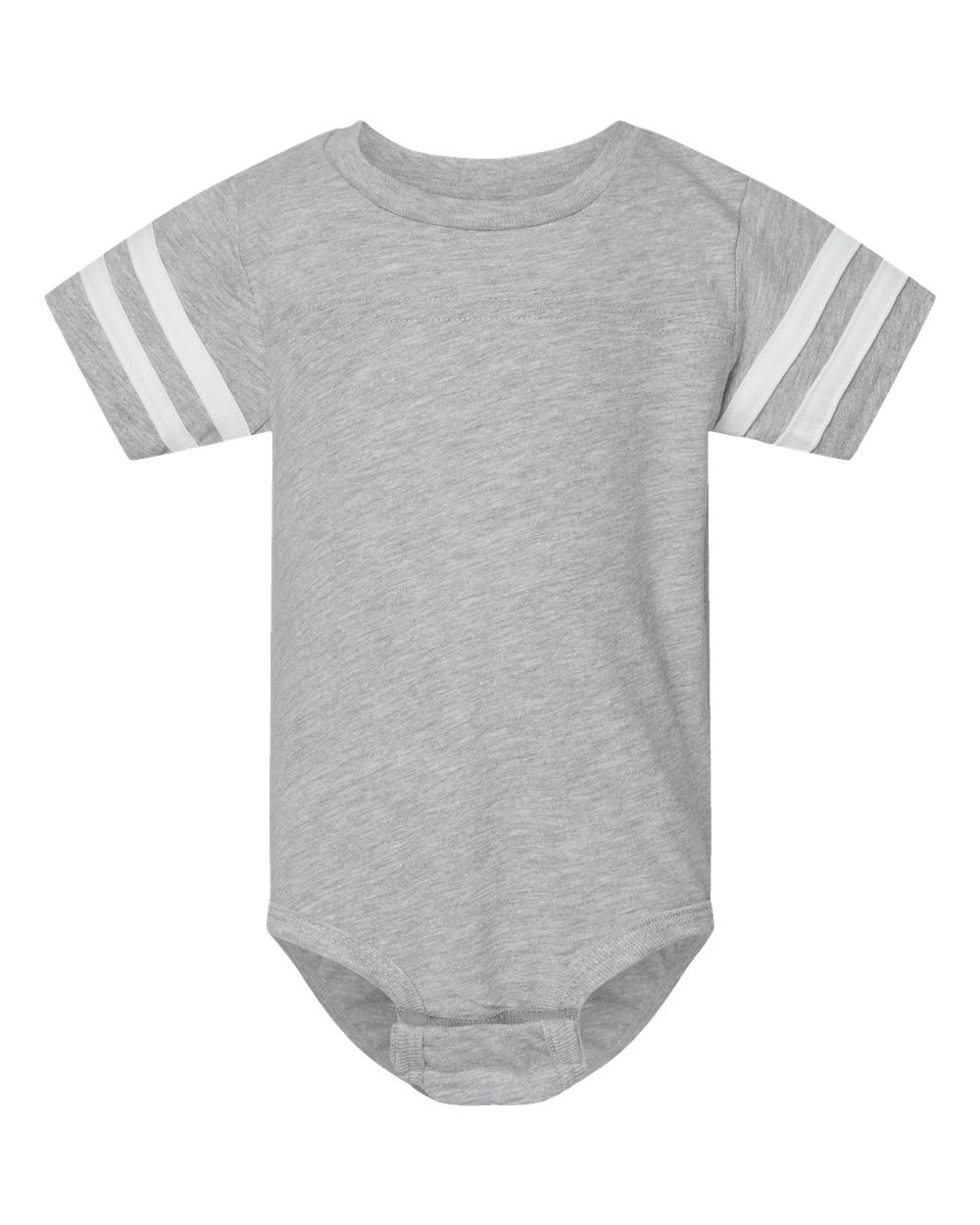 Front View of Vintage Heather/ White Infant Football Fine Jersey Bodysuit - 4437