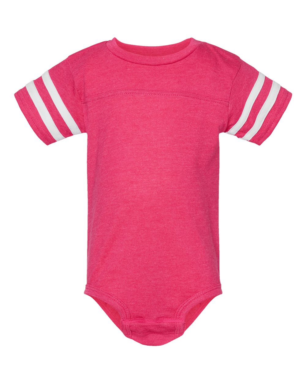 Front View of Vintage Hot Pink/ White Infant Football Fine Jersey Bodysuit - 4437
