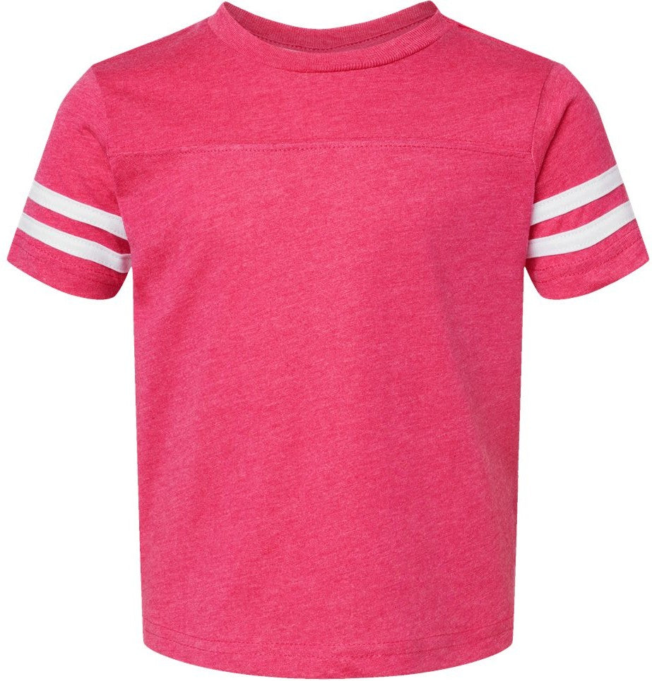 Front View of Vintage Hot Pink/ White Toddler Football Fine Jersey Tee - 3037