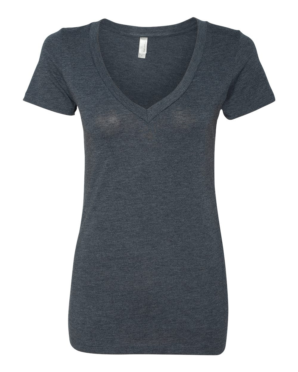 Front View of Vintage Navy Women’s Triblend Deep V-Neck T-Shirt - 6740