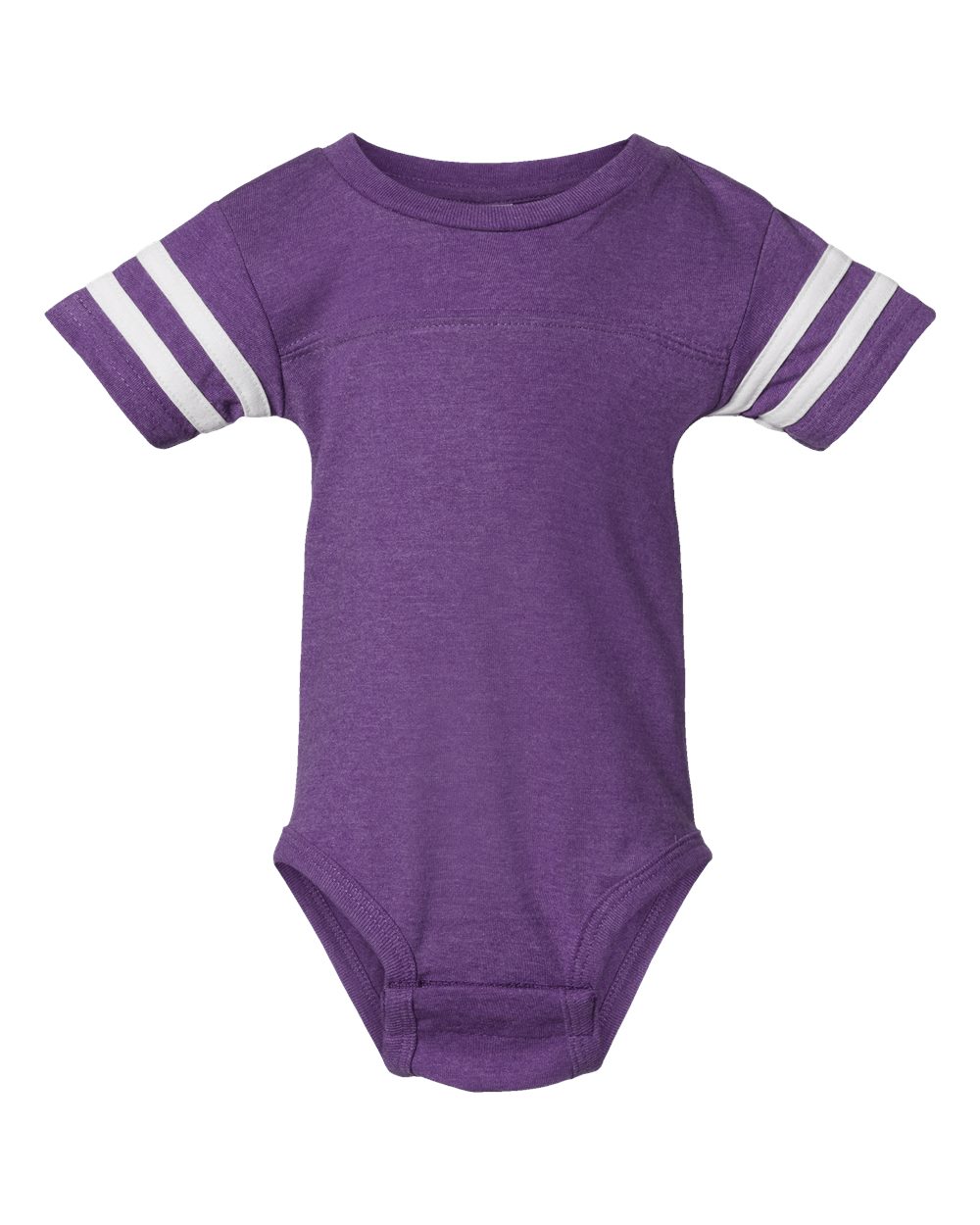 Front View of Vintage Purple/ White Infant Football Fine Jersey Bodysuit - 4437