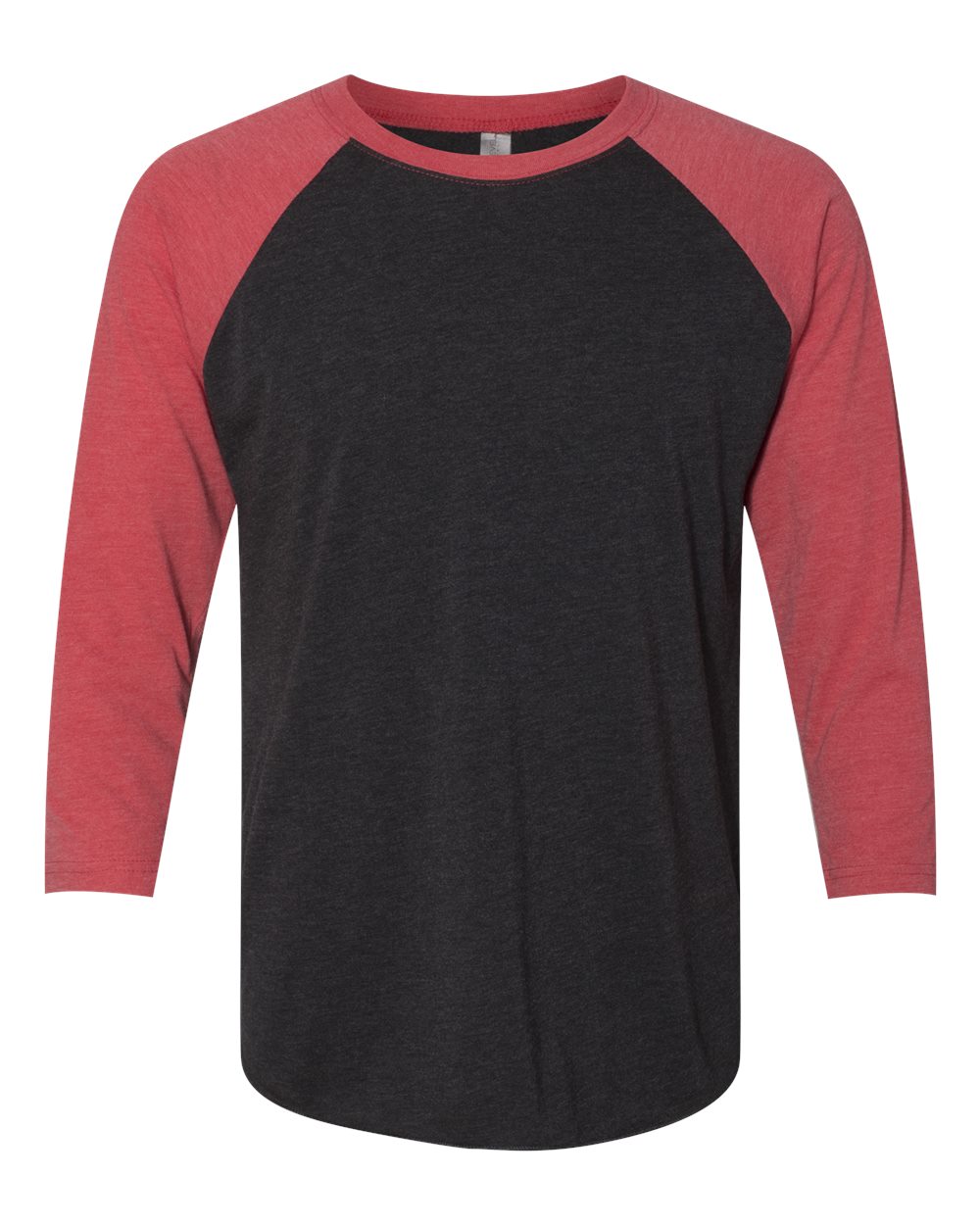 Front View of Vintage Red Sleeves/ Vintage Black Body Triblend Three-Quarter Raglan T-Shirt - 6051