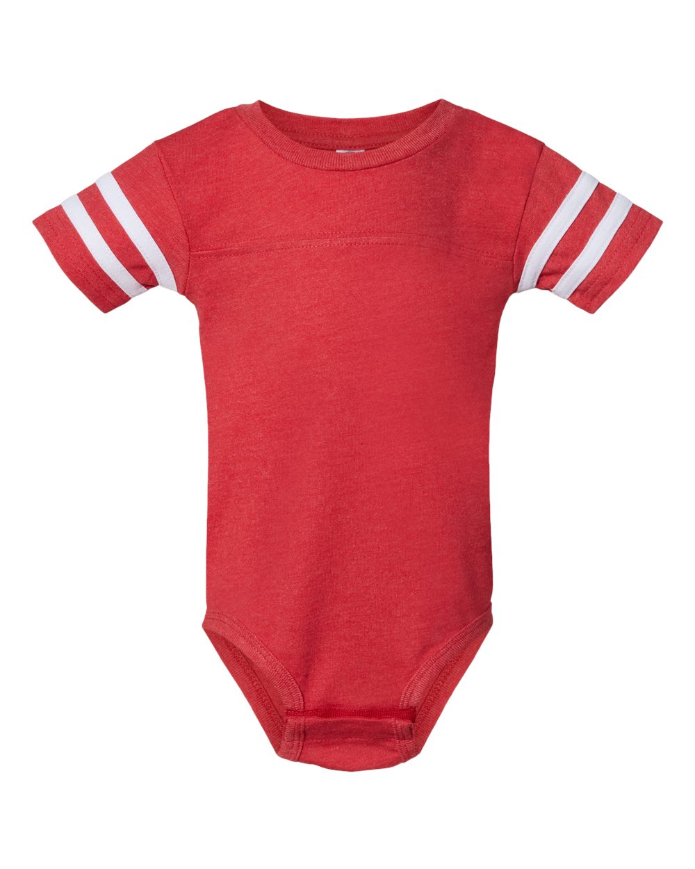 Front View of Vintage Red/ White Infant Football Fine Jersey Bodysuit - 4437