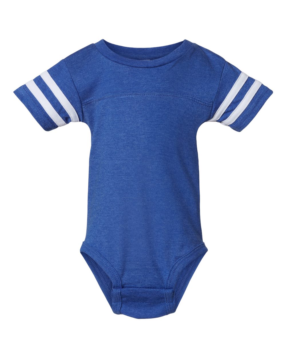 Front View of Vintage Royal/ White Infant Football Fine Jersey Bodysuit - 4437