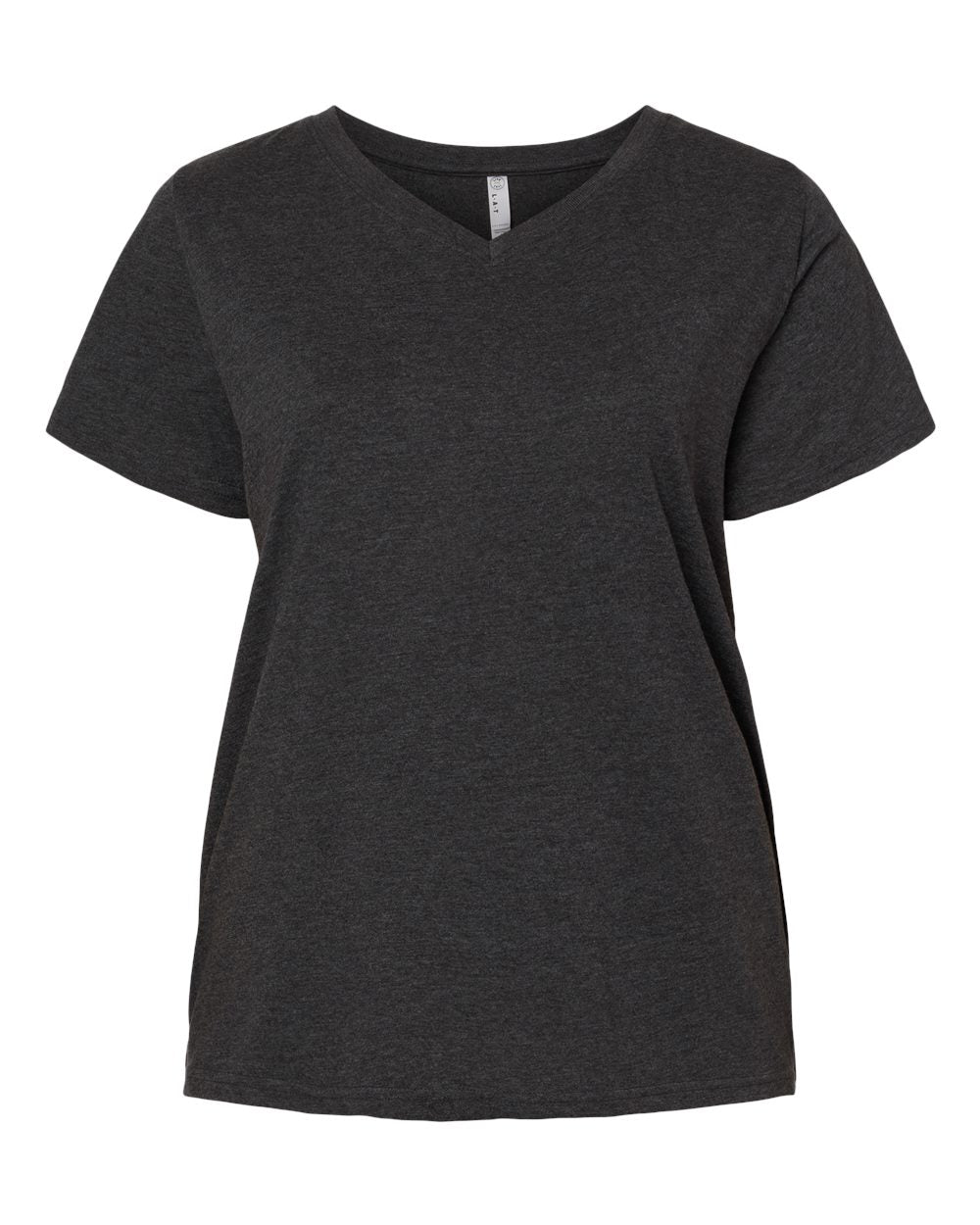 Front View of Vintage Smoke Curvy Collection Women's Fine Jersey V-Neck Tee - 3817
