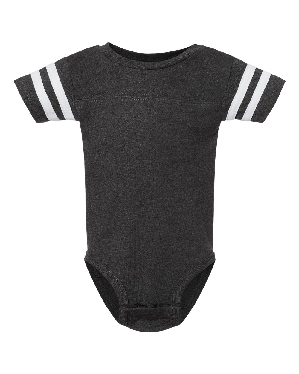 Front View of Vintage Smoke/ White Infant Football Fine Jersey Bodysuit - 4437