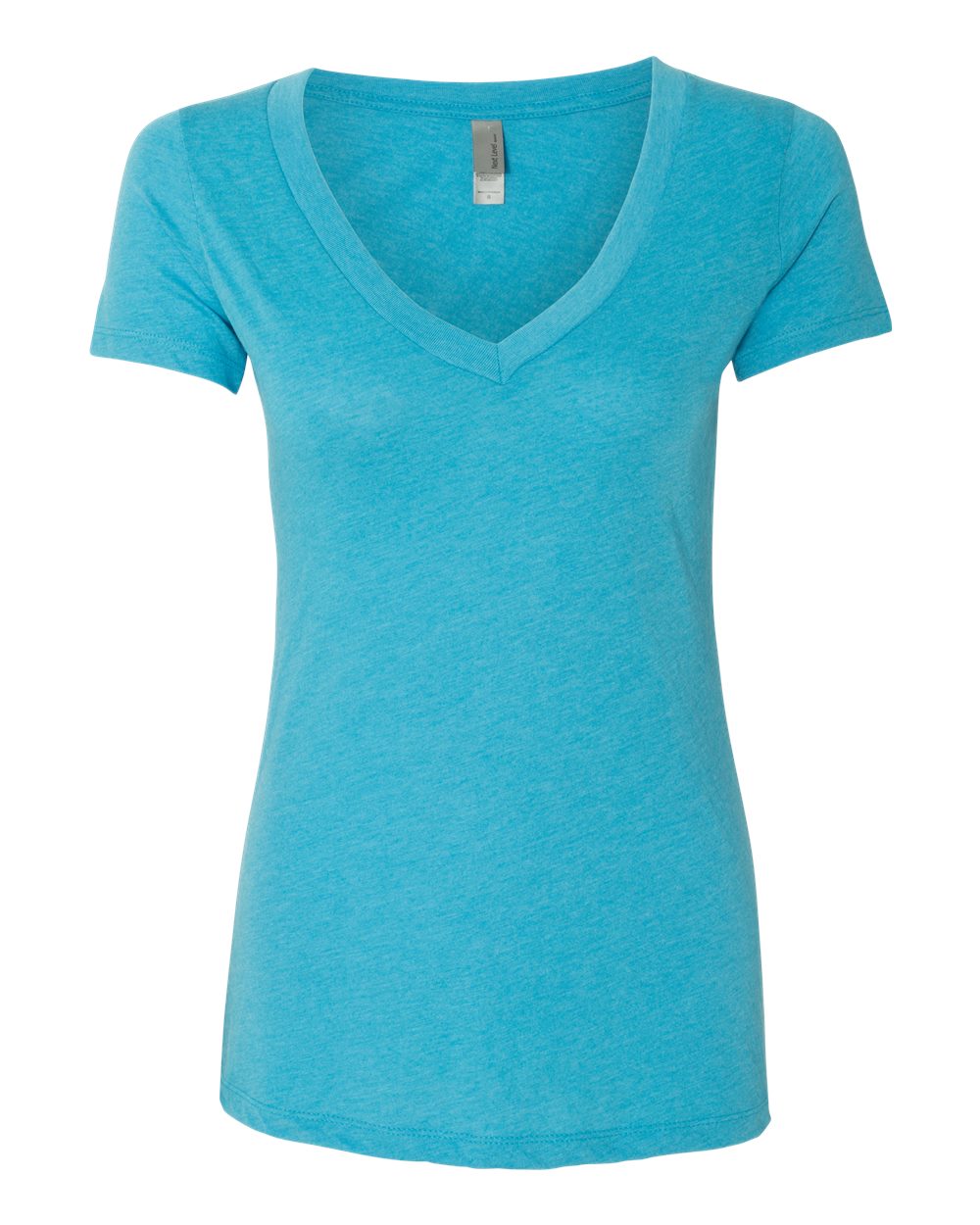 Front View of Vintage Turquoise Women’s Triblend Deep V-Neck T-Shirt - 6740
