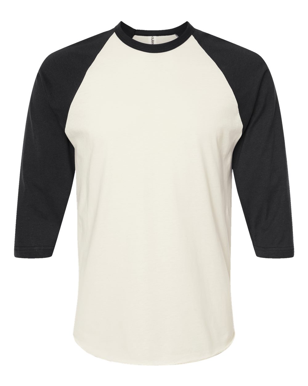 Front View of Vintage White/ Black Fine Jersey Raglan T-Shirt - 245