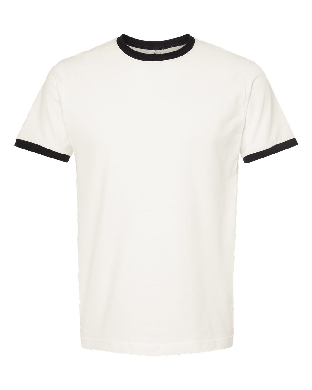 Front View of Vintage White/ Black Fine Jersey Ringer T-Shirt - 246