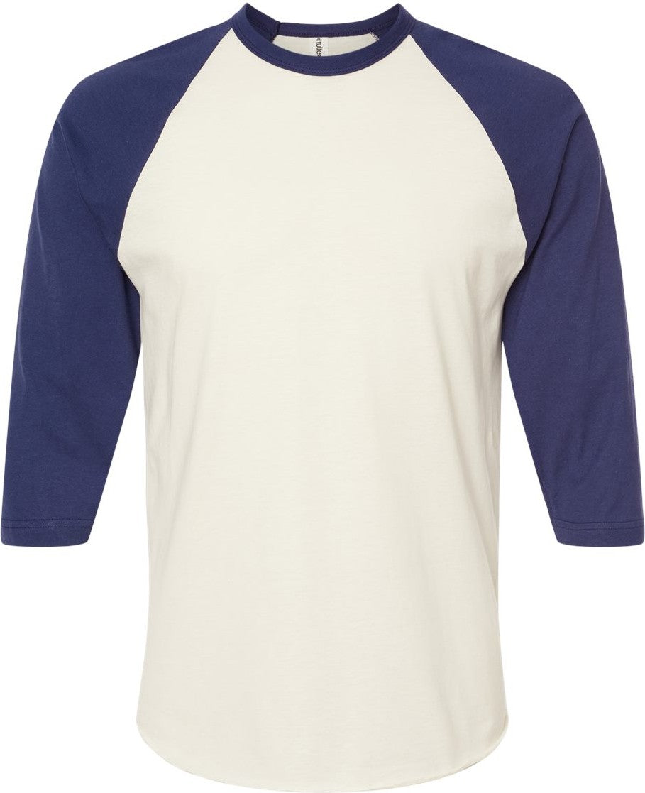 Front View of Vintage White/ Inked India Fine Jersey Raglan T-Shirt - 245