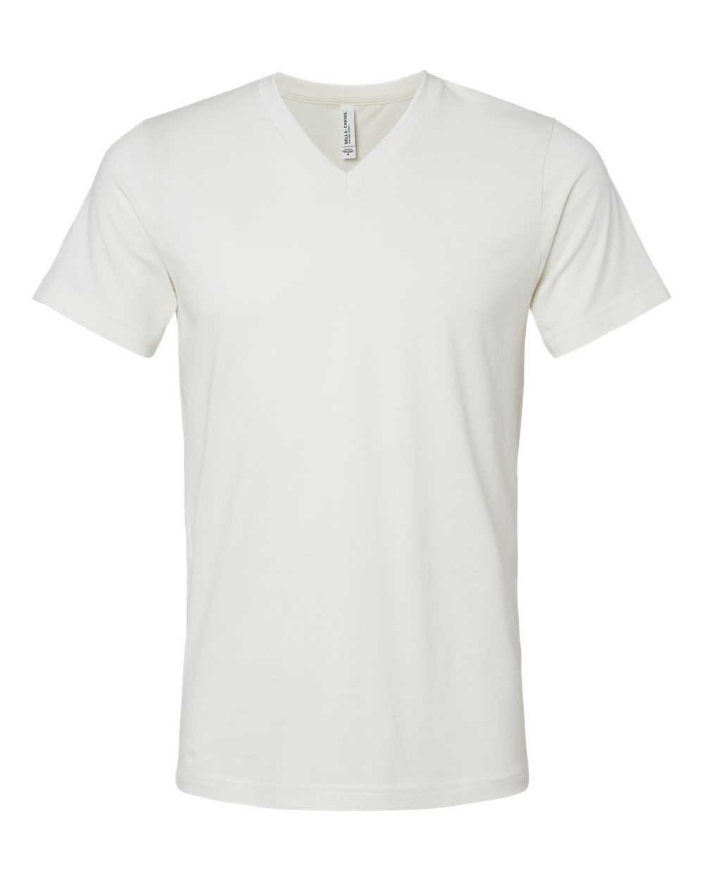 Front View of Vintage White Jersey V-Neck Tee - 3005