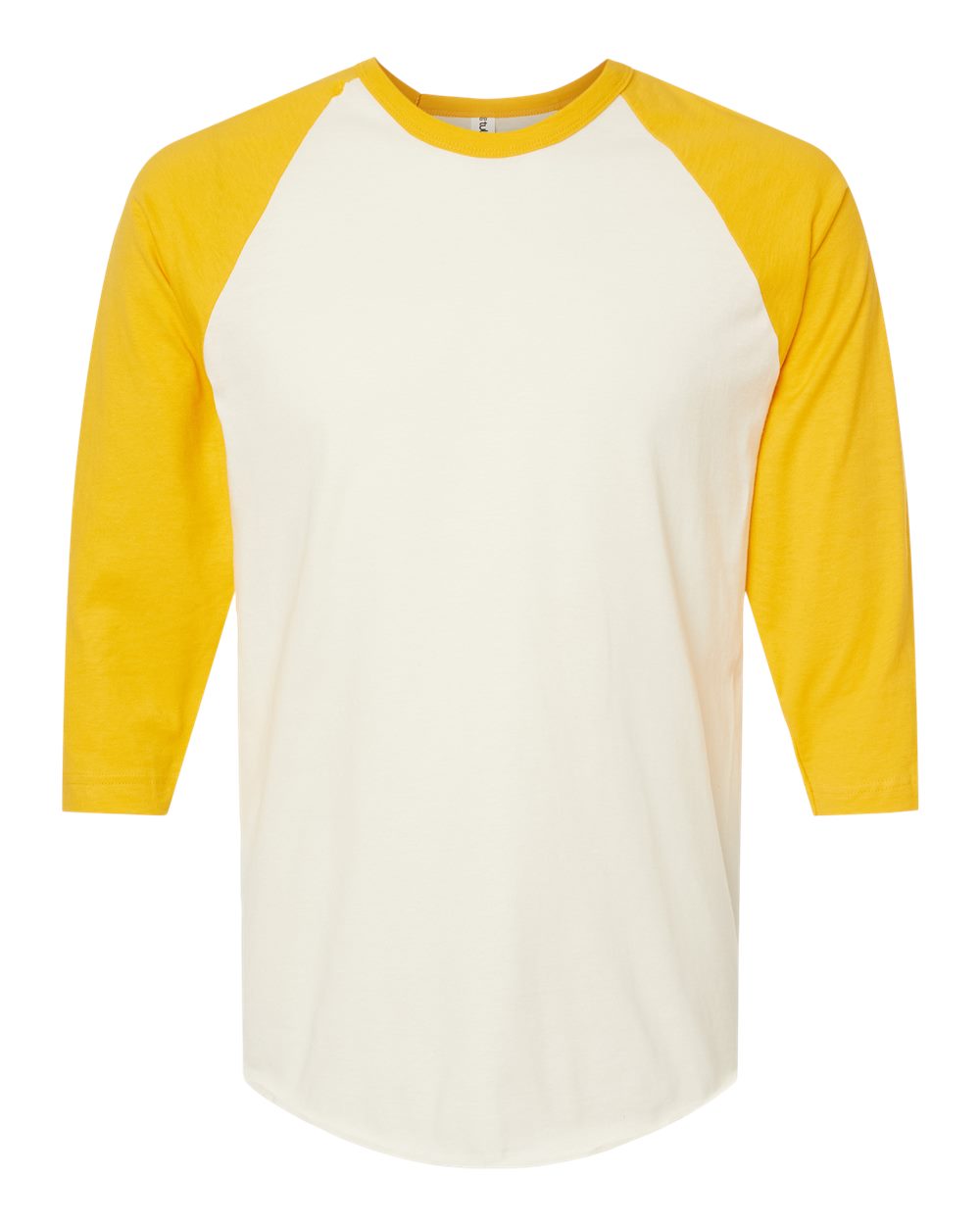 Front View of Vintage White/ Mellow Yellow Fine Jersey Raglan T-Shirt - 245