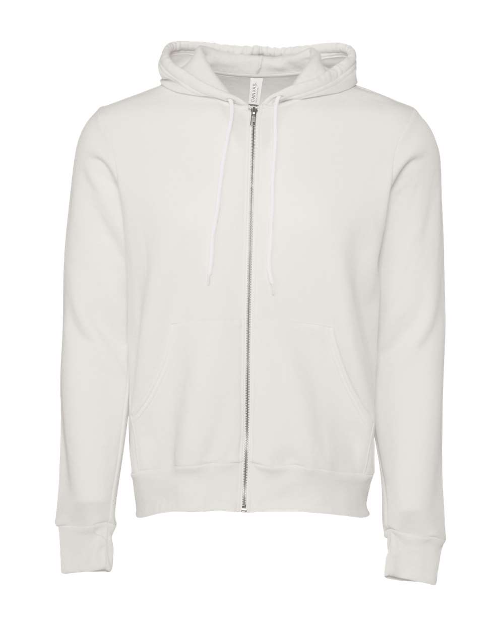 Front View of Vintage White Sponge Fleece Full-Zip Hoodie - 3739