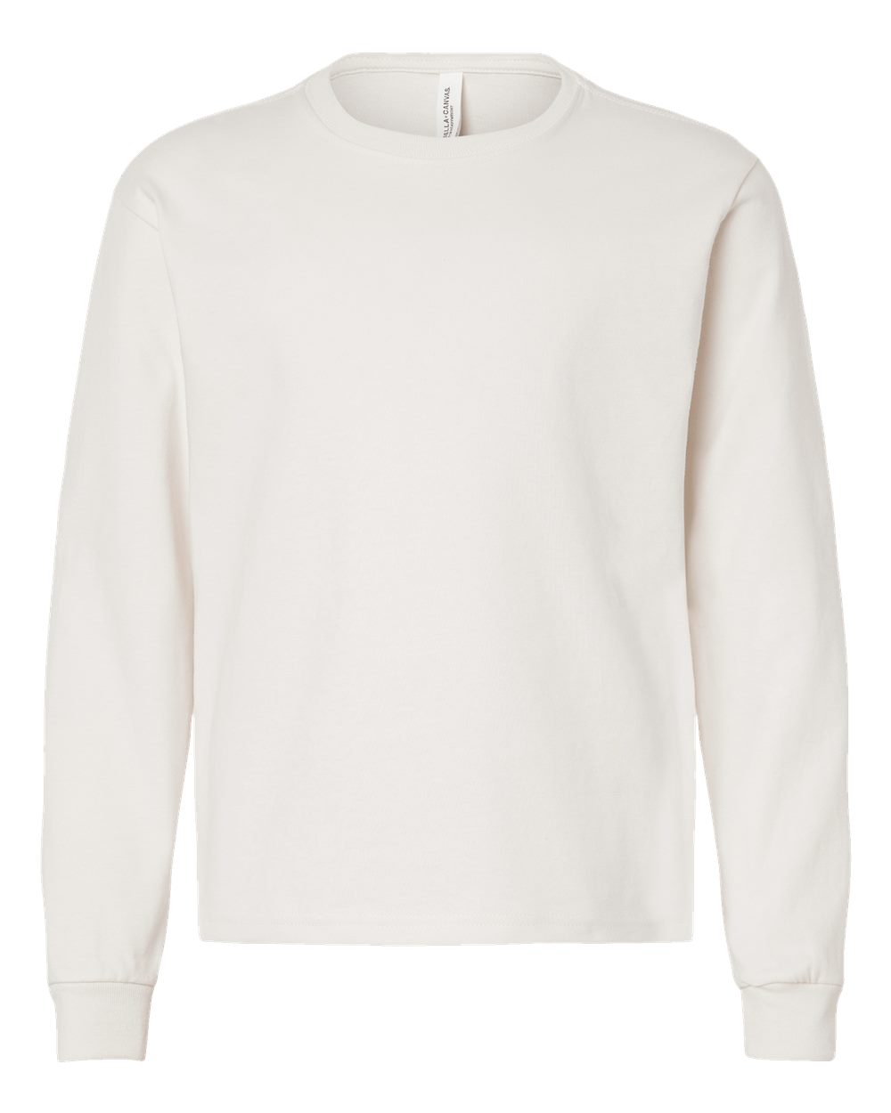 Front View of Vintage White Youth 6oz. Heavyweight Long Sleeve Tee - 3511Y