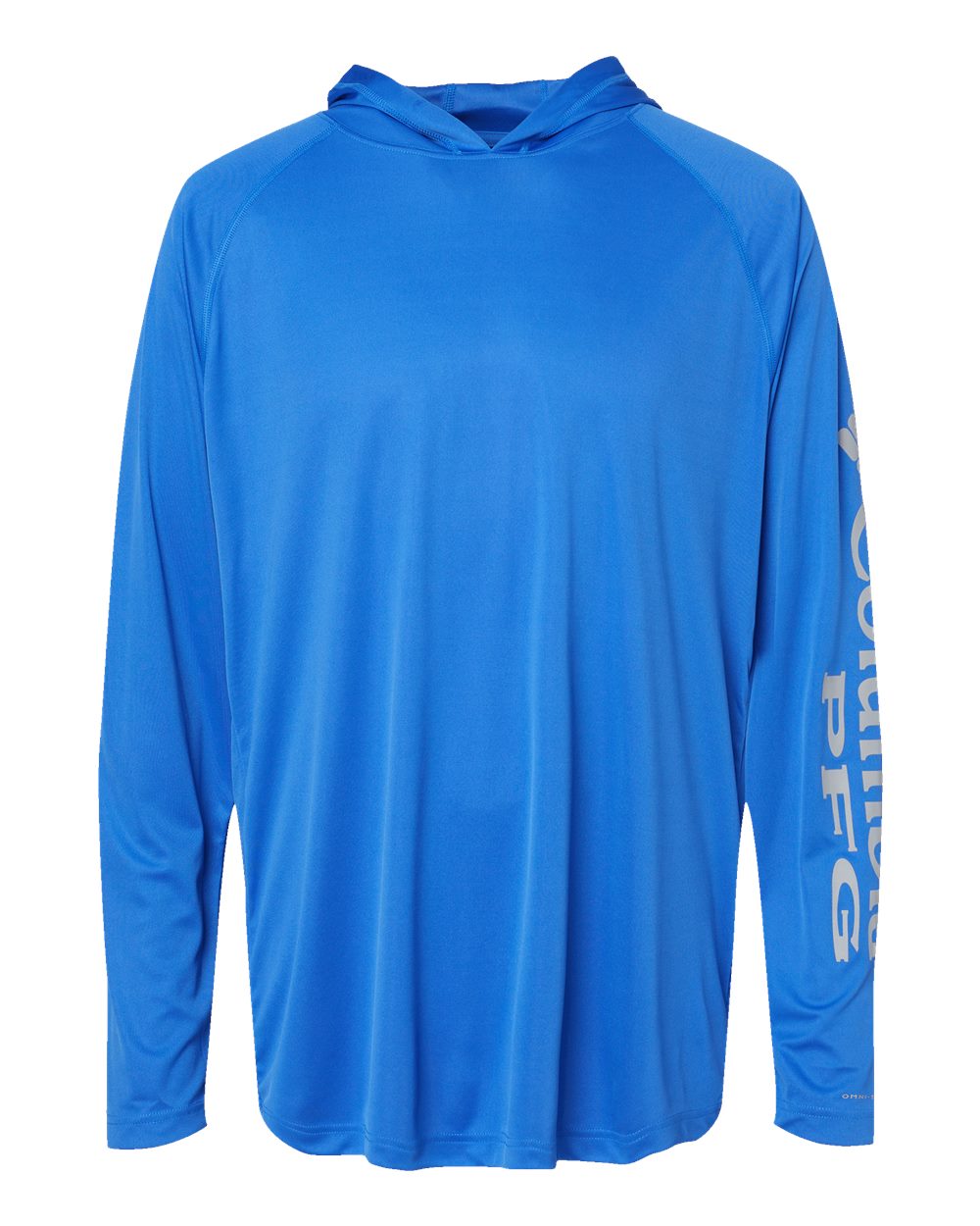 Front View of Vivid Blue/ Cool Grey PFG Terminal Tackle™ Hooded Long Sleeve T-Shirt - 212482
