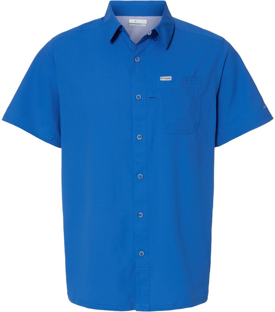 Front View of Vivid Blue PFG Slack Tide™ Camp Shirt - 212484
