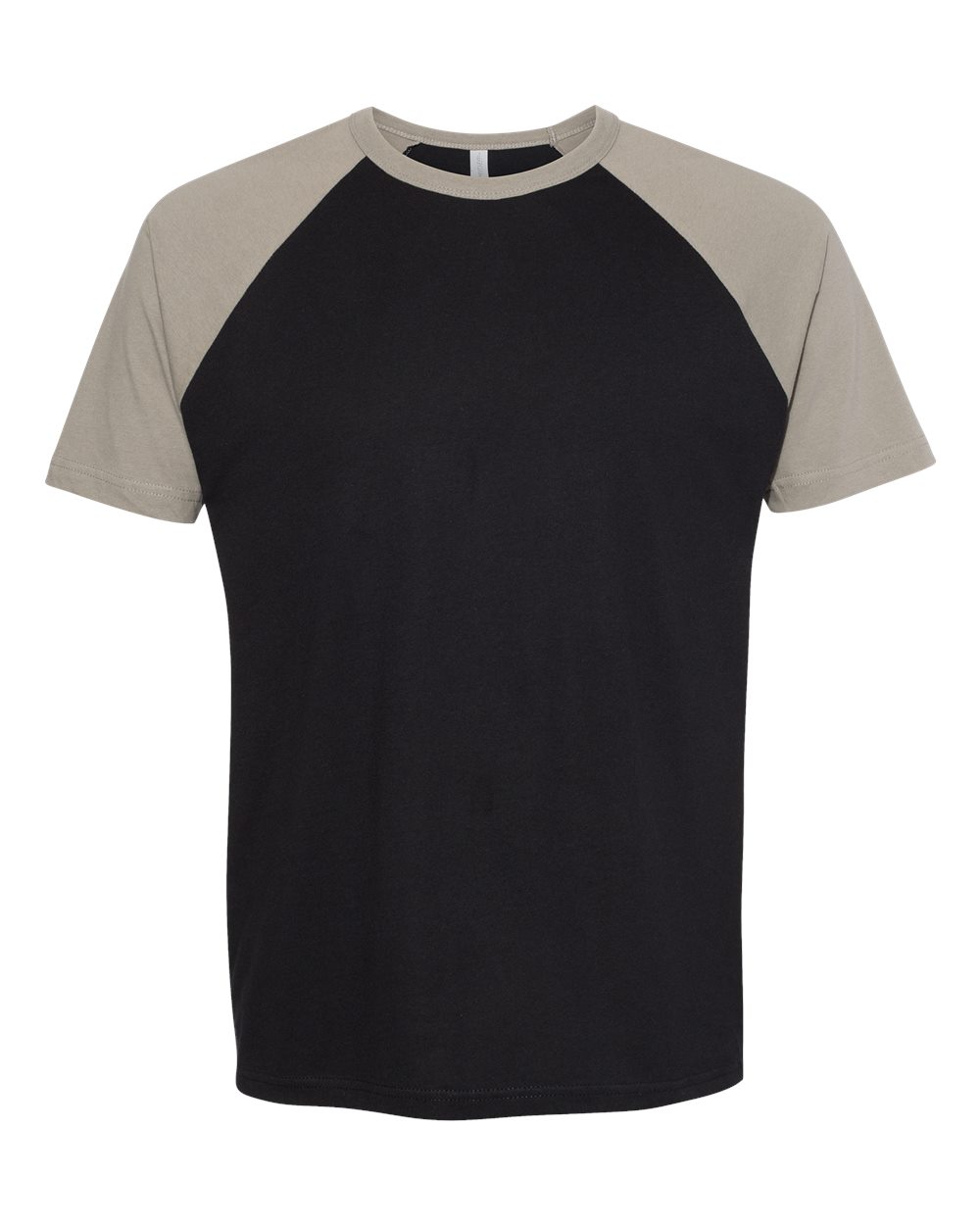 Front View of Warm Grey/ Black Cotton Raglan T-Shirt - 3650