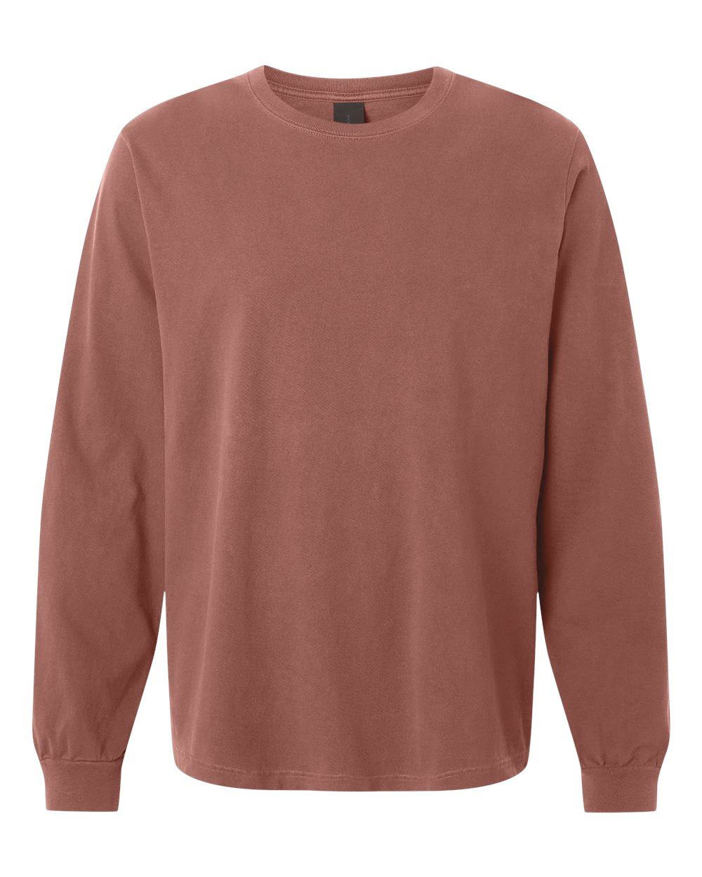 Front View of Washed Chestnut Unisex Heavyweight Garment-Dyed Long Sleeve Tee - 4851GD
