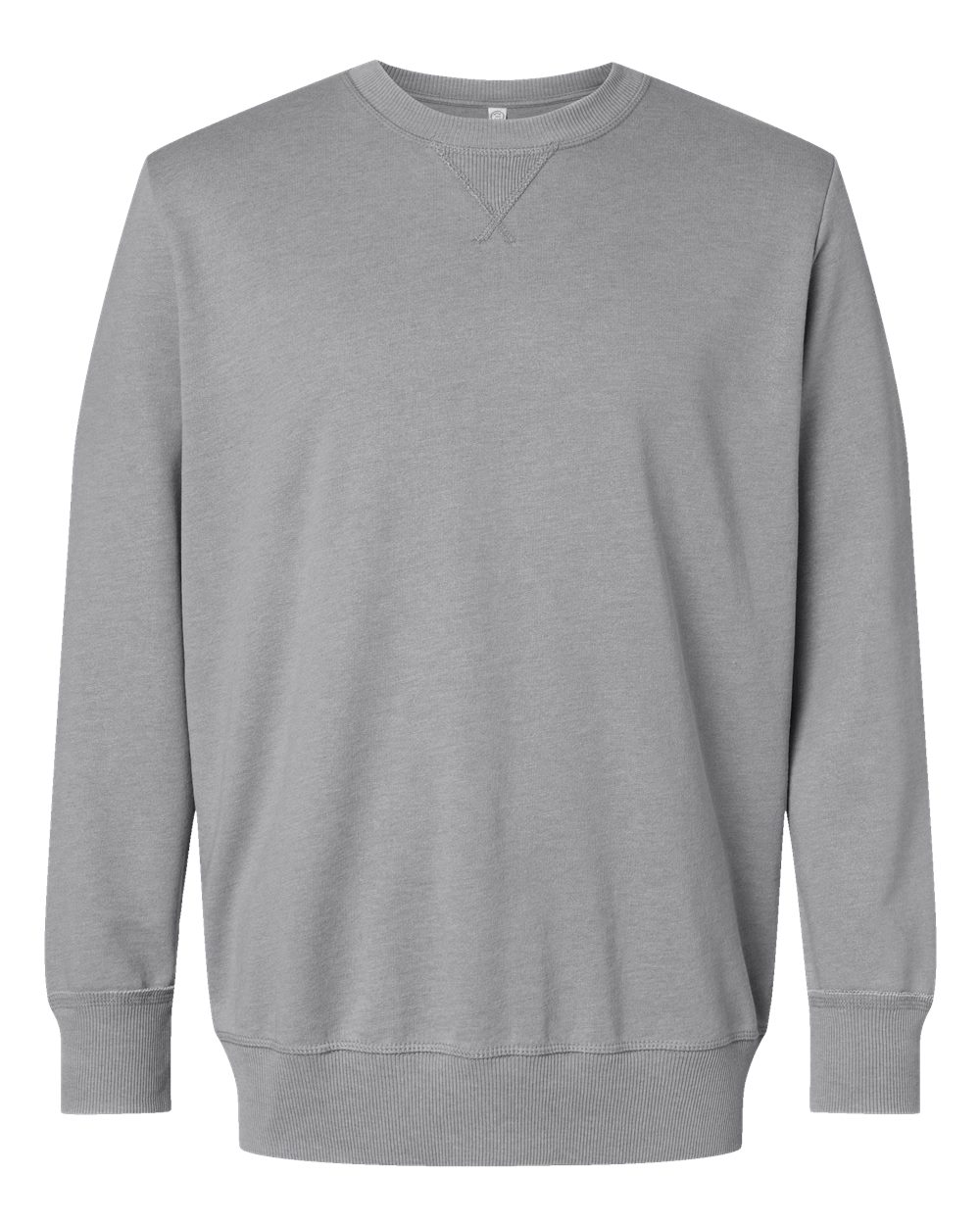 Front View of Washed Grey Vintage Wash Fleece Crewneck Sweatshirt - 6935