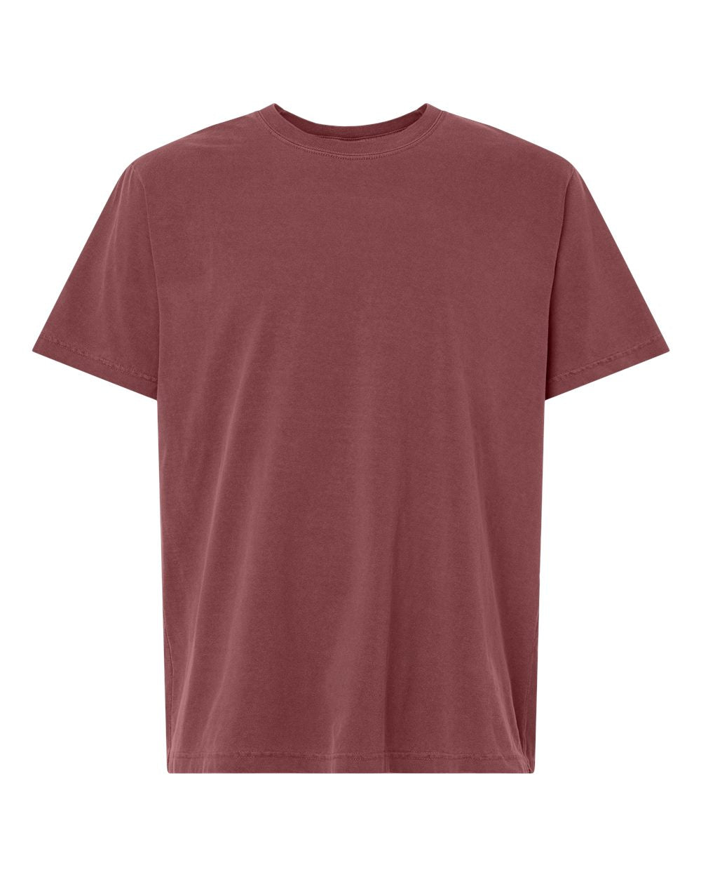 Front View of Washed Maroon Unisex Heavyweight Garment-Dyed Tee - 4810GD
