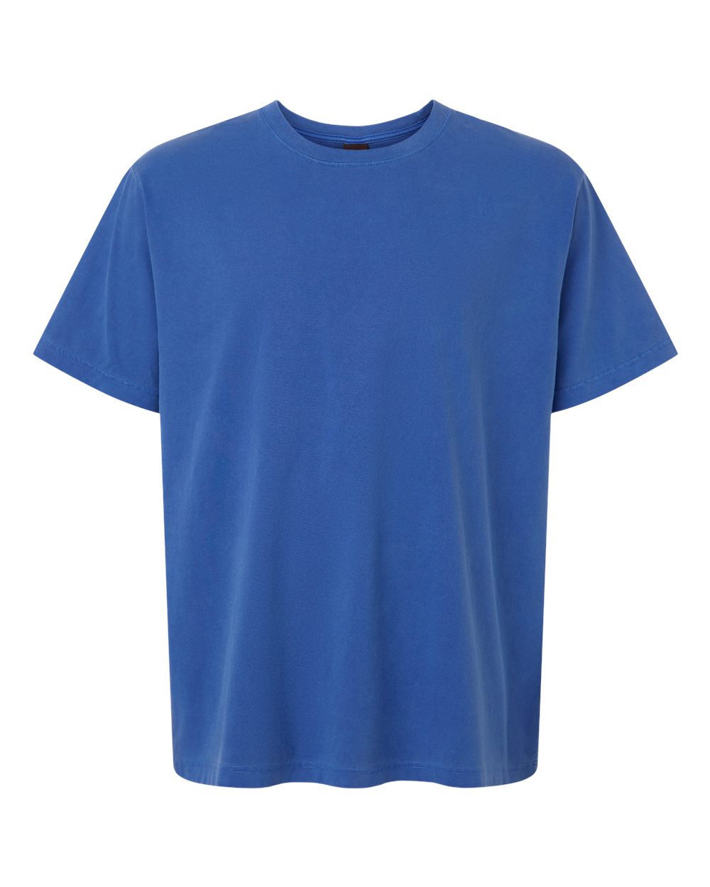 Front View of Washed Royal Blue Unisex Heavyweight Garment-Dyed Tee - 4810GD