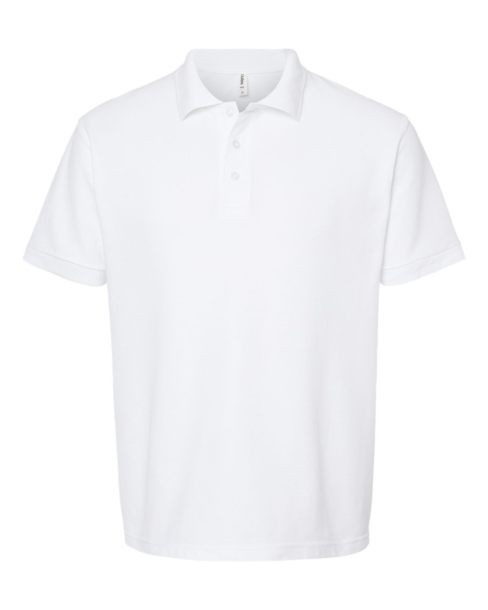 Front View of White 50/50 Sport Pique Polo - 400
