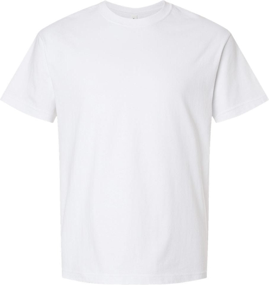 Front View of White 6 oz. Heavyweight Tee - 3010