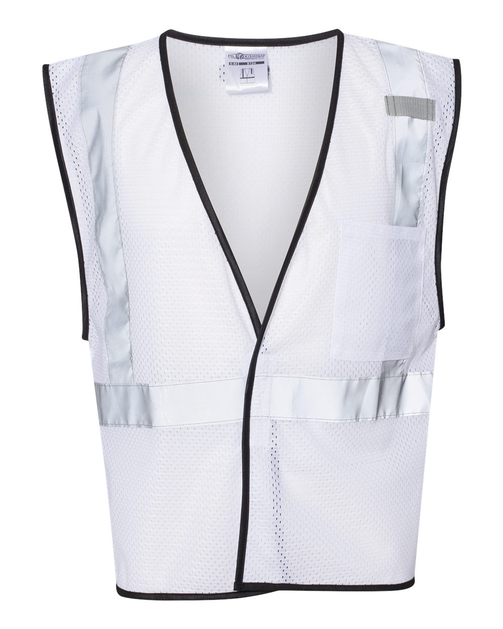 Front View of White - B124 EV Series® Enhanced Visibility Non-ANSI Vest - B120-131