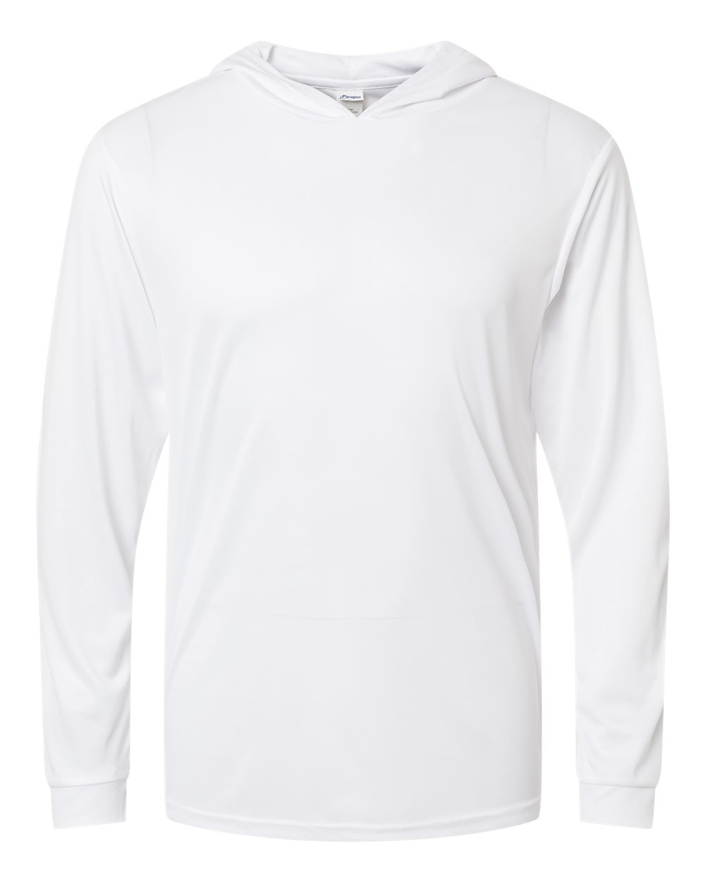 Front View of White Bahama Performance Hooded Long Sleeve T-Shirt - 220