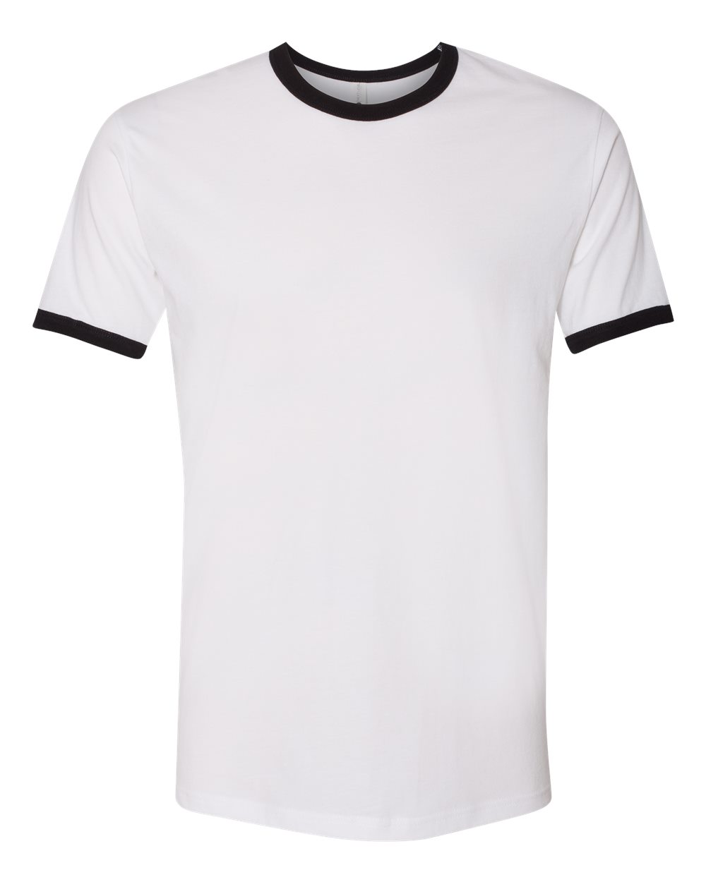 Front View of White/ Black Cotton Ringer T-Shirt - 3604