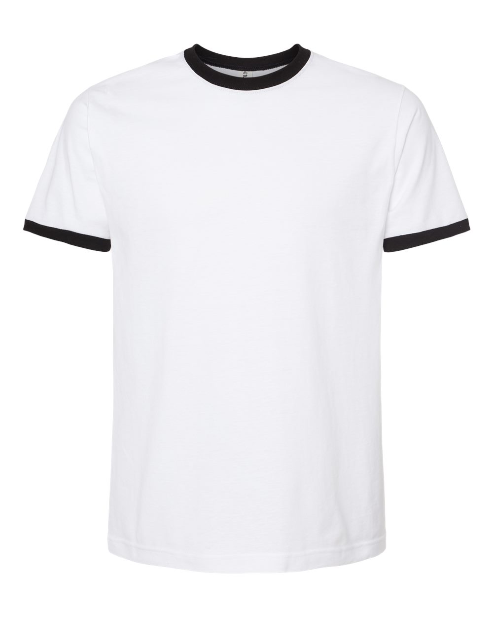 Front View of White/ Black Fine Jersey Ringer T-Shirt - 246