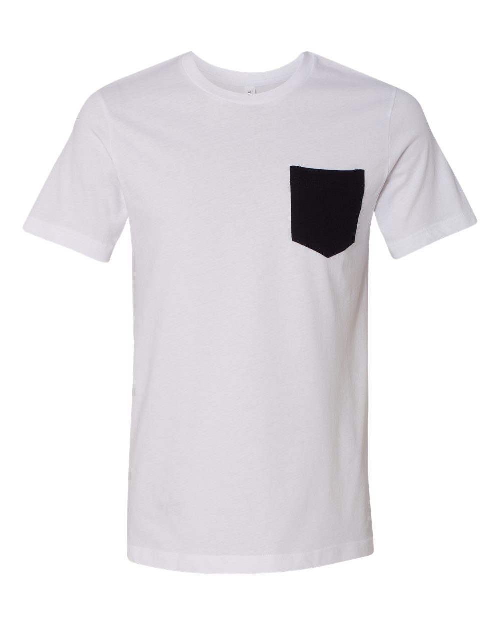 Front View of White/ Black Jersey Pocket Tee - 3021