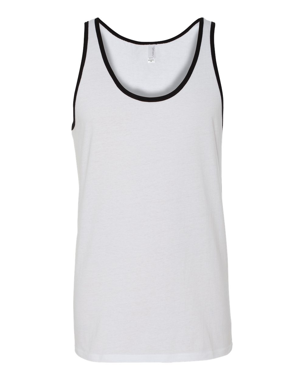 Front View of White/ Black Jersey Tank - 3480