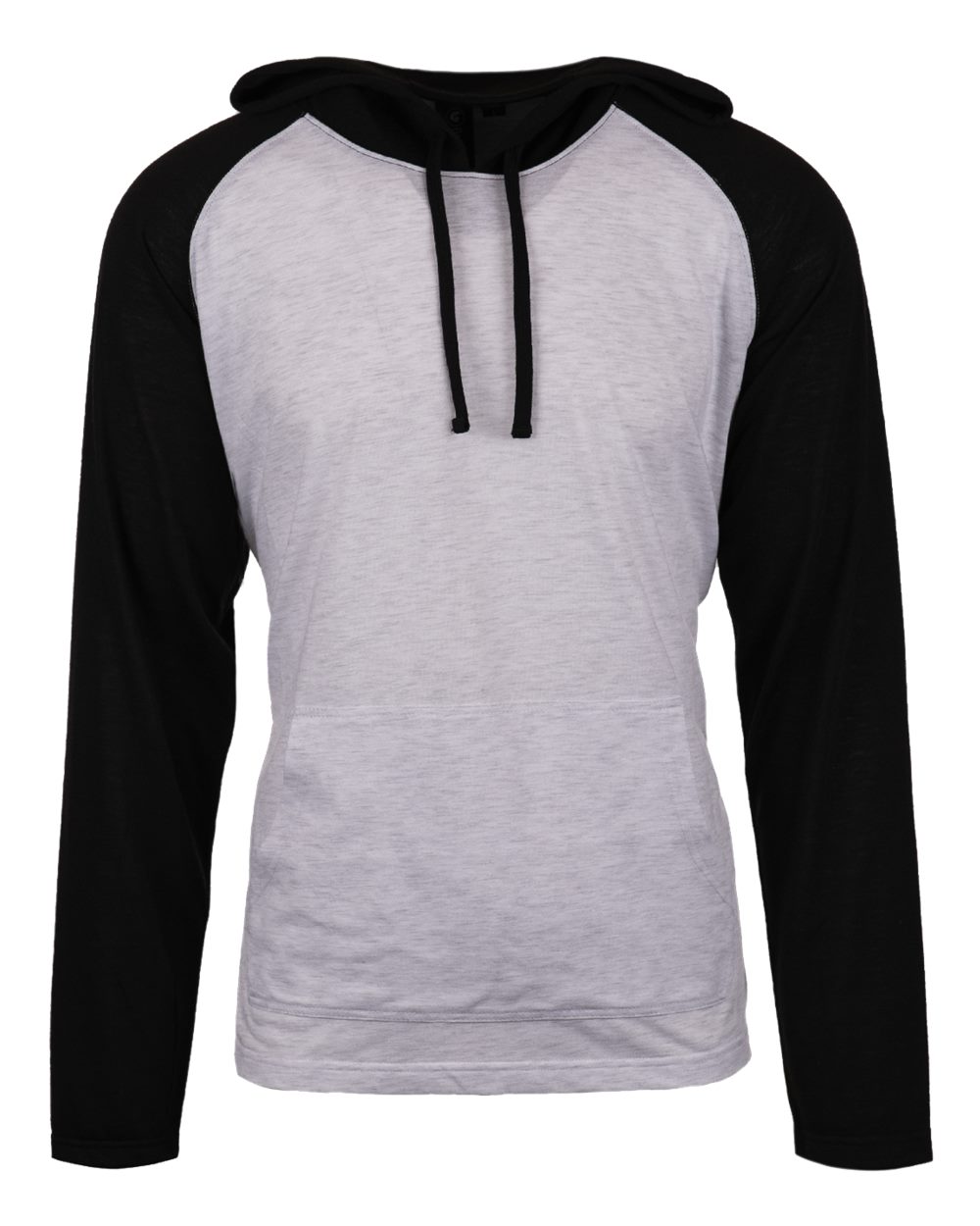 Front View of White/ Black Yarn-Dyed Hooded Raglan T-Shirt - 8127