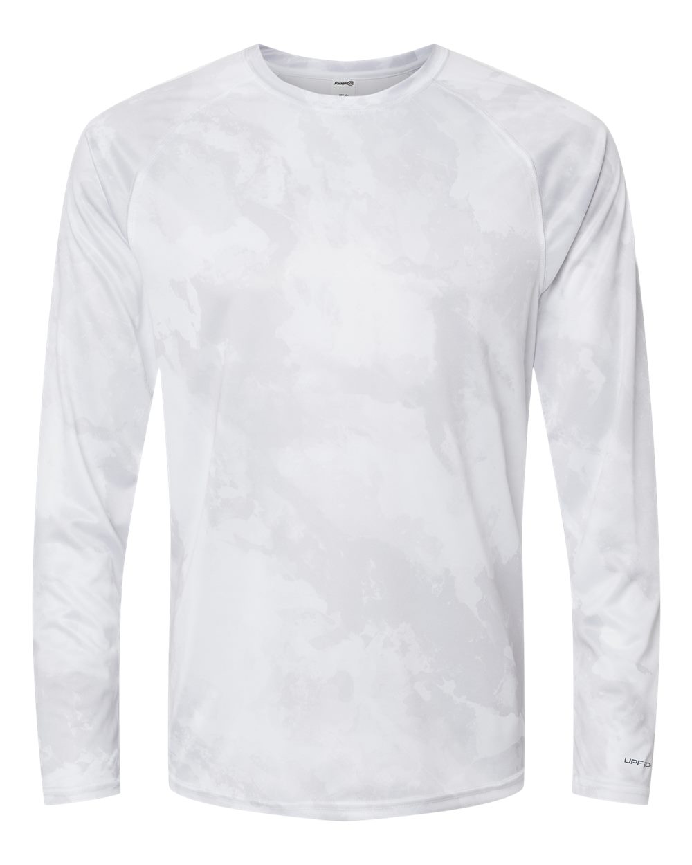 Front View of White Cabo Camo Performance Long Sleeve T-Shirt - 228