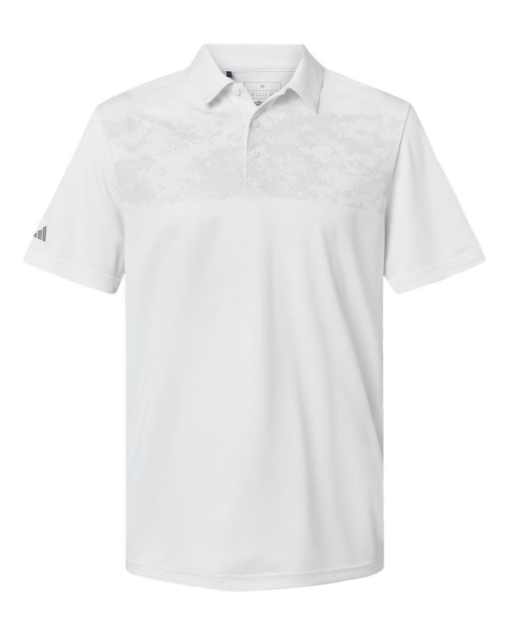 Front View of White Camo Chest Print Polo - A585