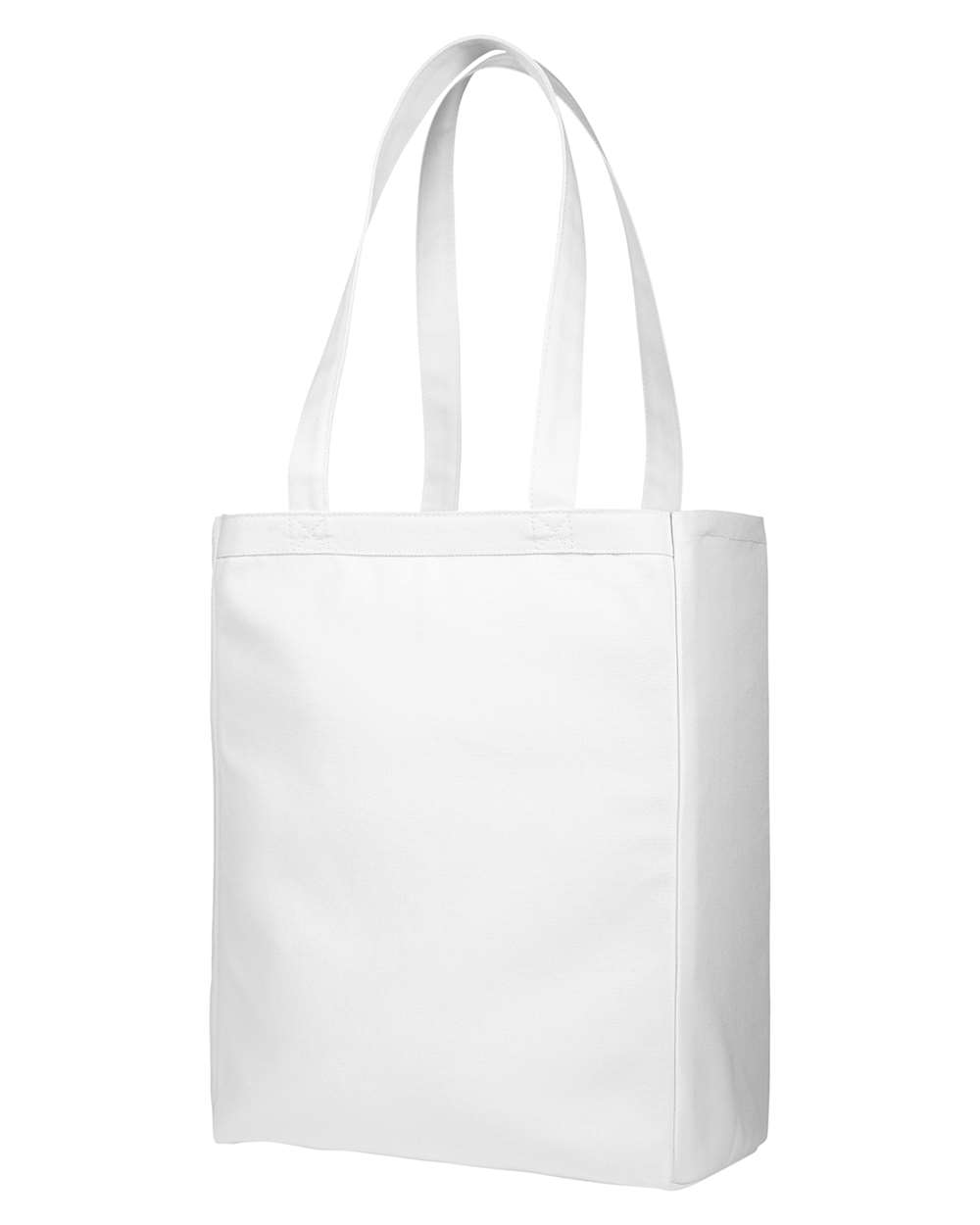 Front View of White Canvas Book Tote - BE008