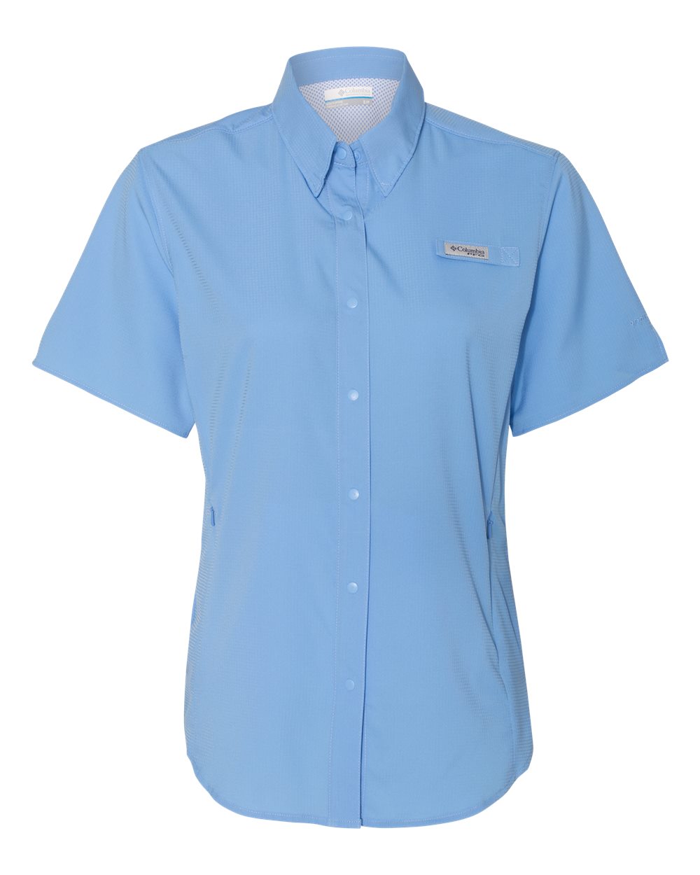 Front View of White Cap Blue Women's PFG Tamiami™ II Short Sleeve Shirt - 127571
