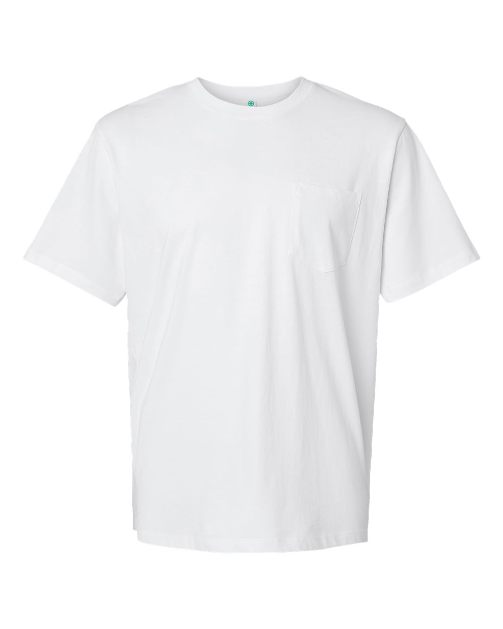 Front View of White Classic Pocket T-Shirt - 210