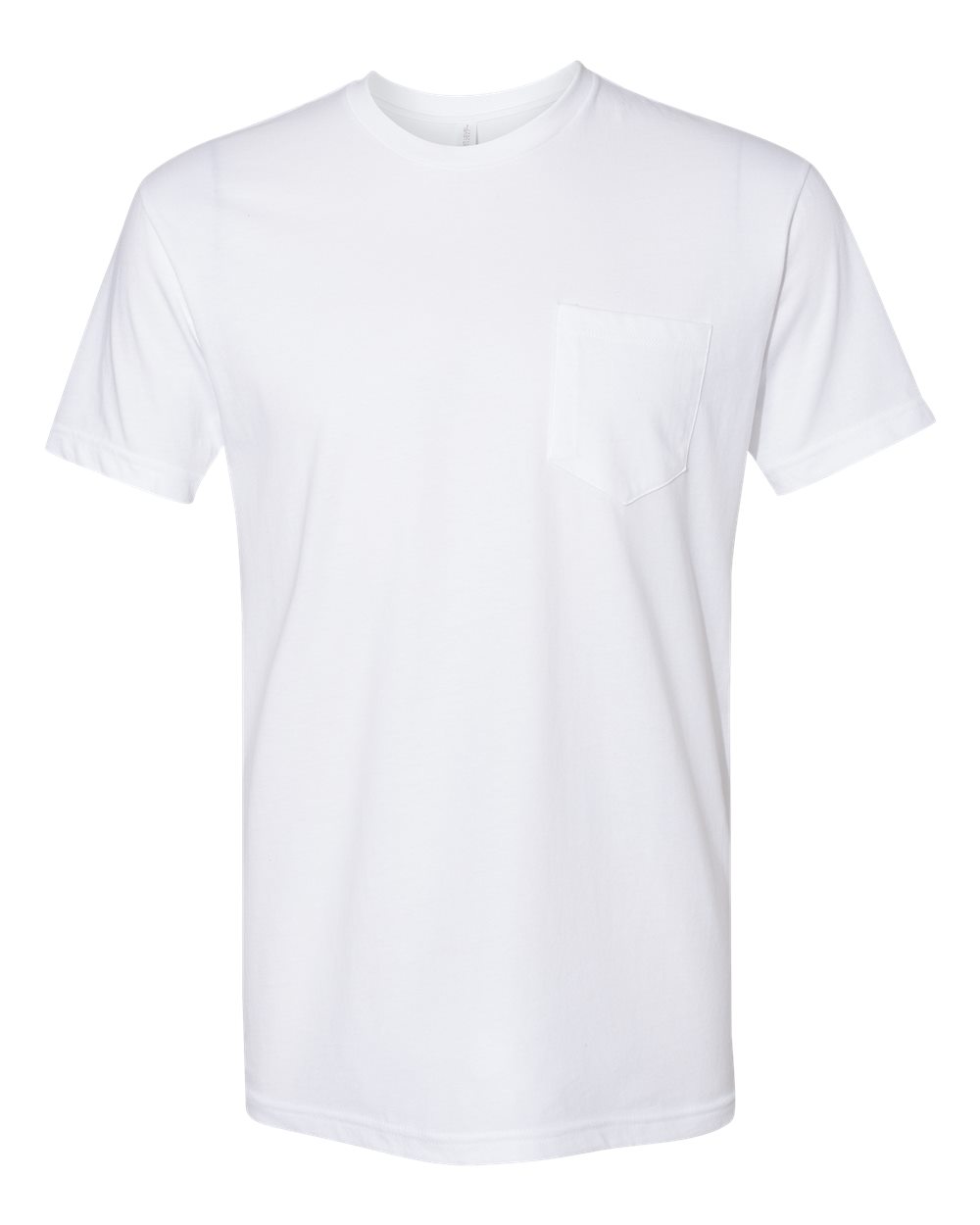 Front View of White Cotton Pocket T-Shirt - 3605