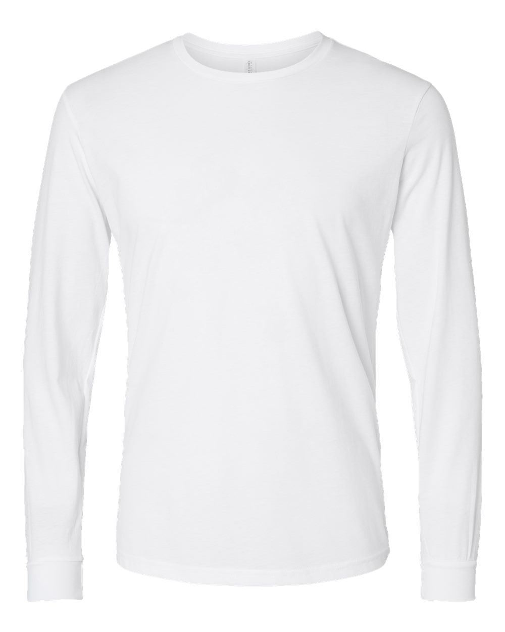 Front View of White CVC Long Sleeve T-Shirt - 6211