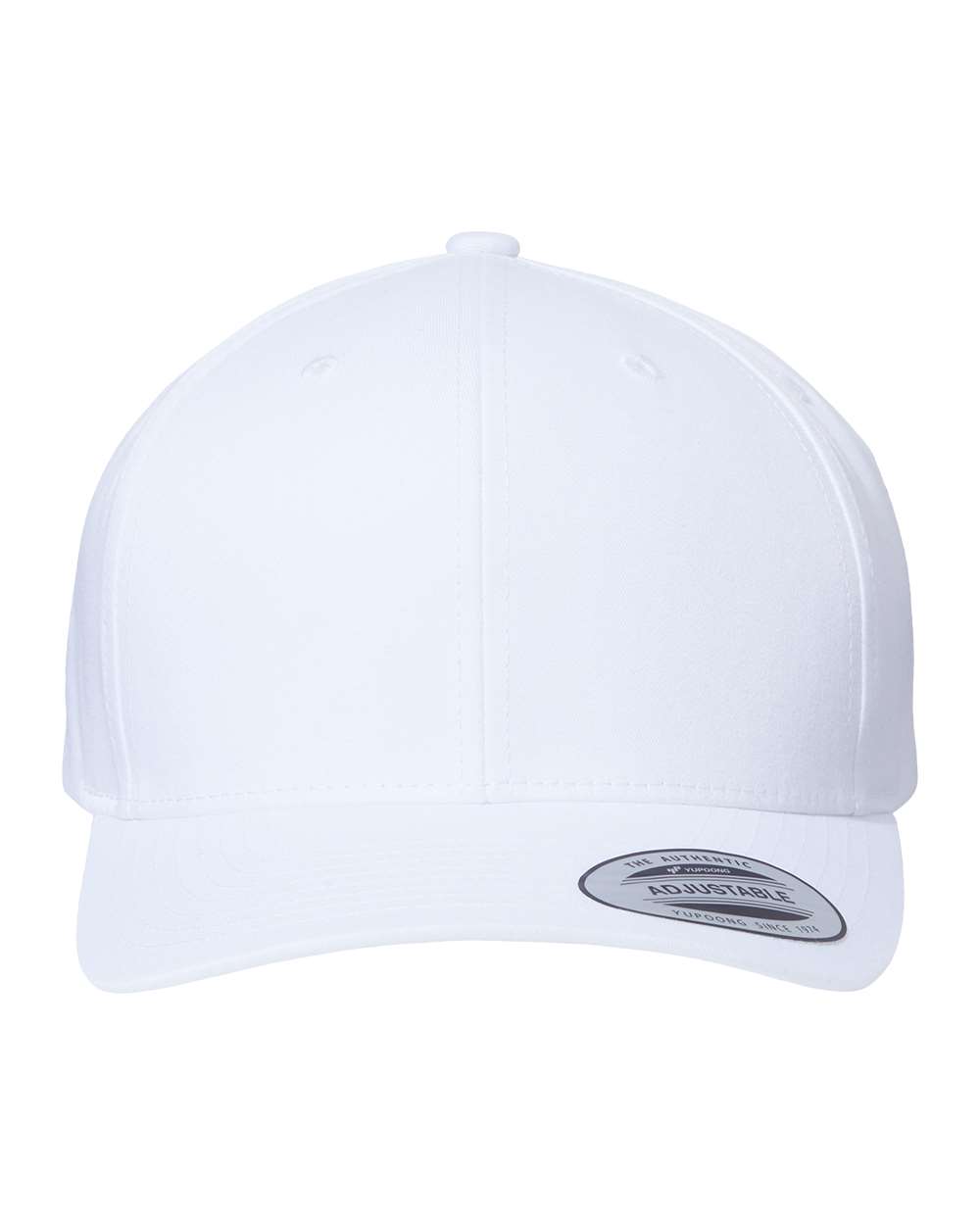 Front View of White CVC Snapback Cap - 6389