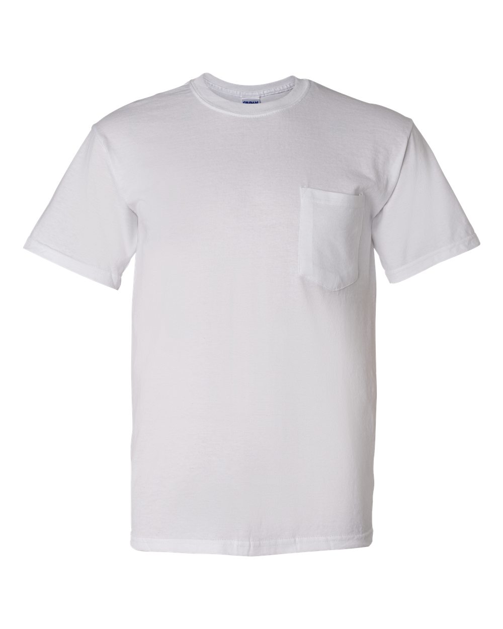 Front View of White DryBlend® Pocket T-Shirt - 8300