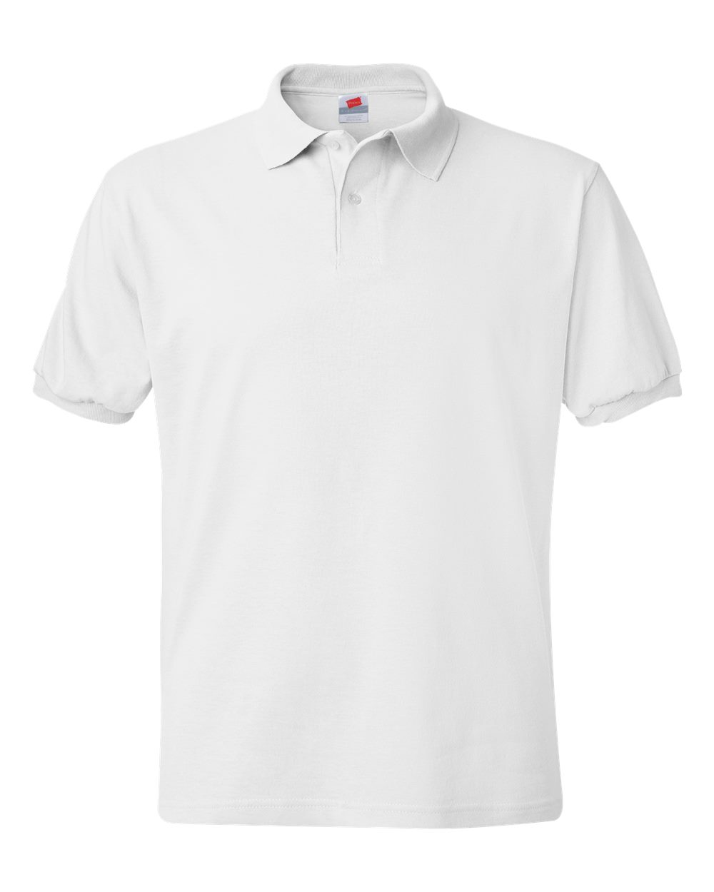 Front View of White Ecosmart® Jersey Polo - 054X