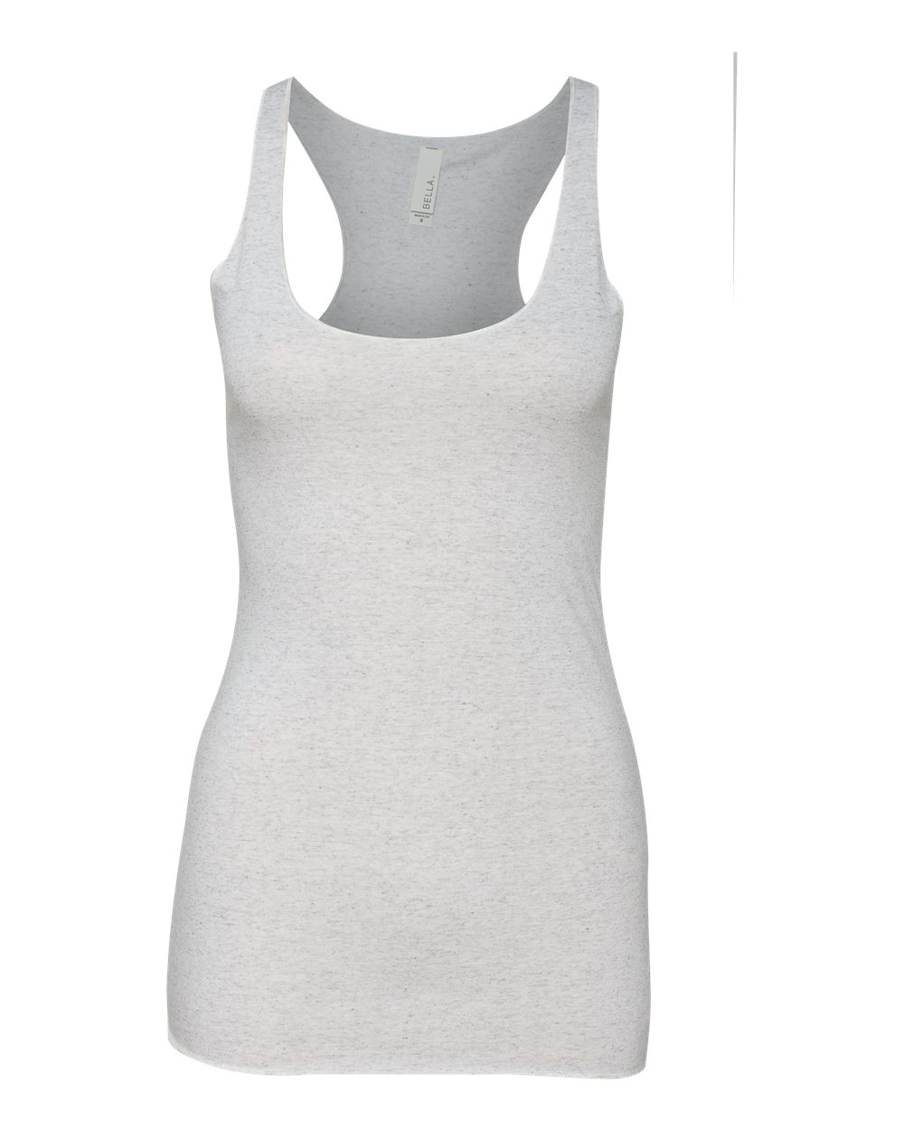 Front View of White Fleck Triblend Women's Triblend Racerback Tank - 8430