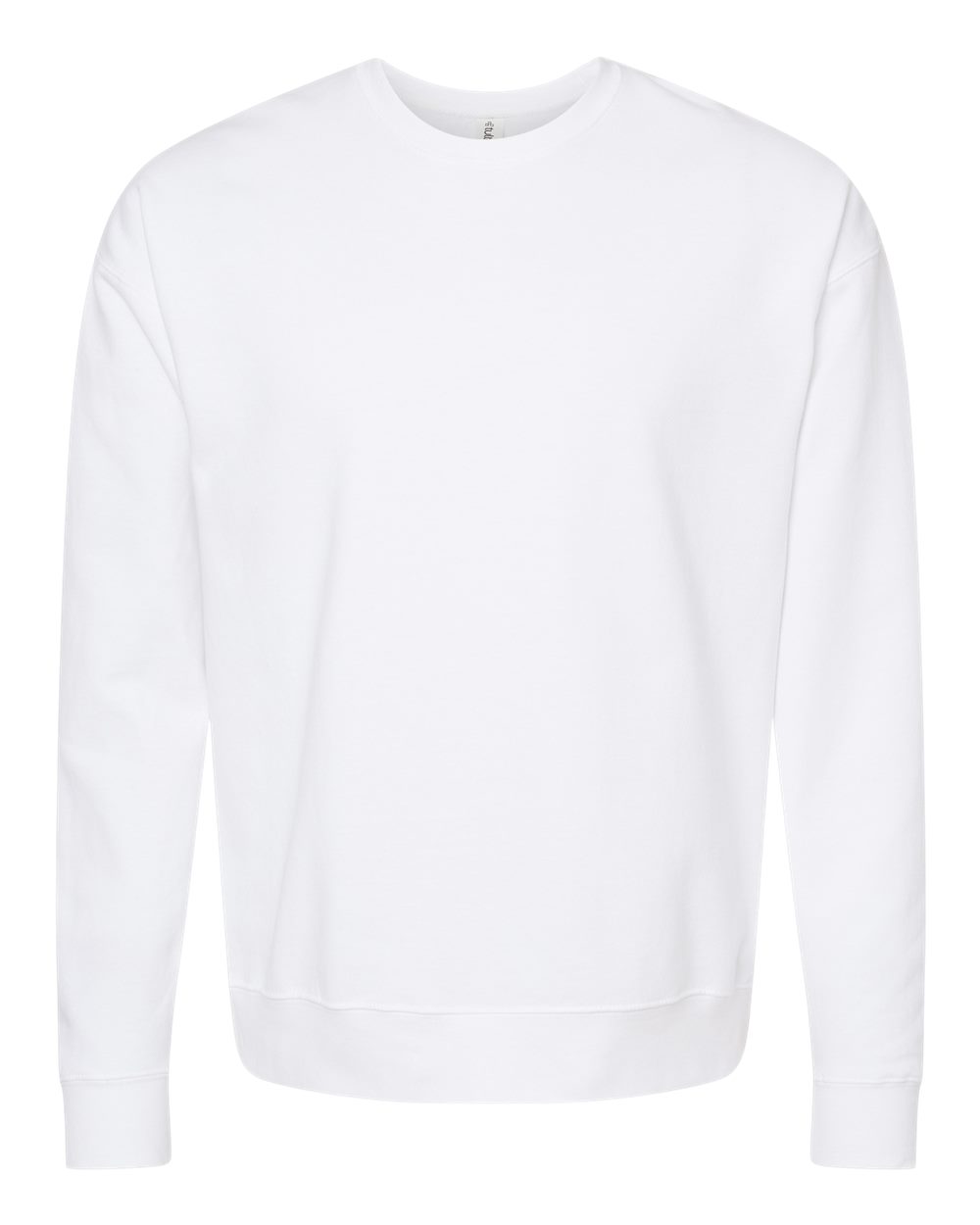 Front View of White Fleece Crewneck Sweatshirt - 340