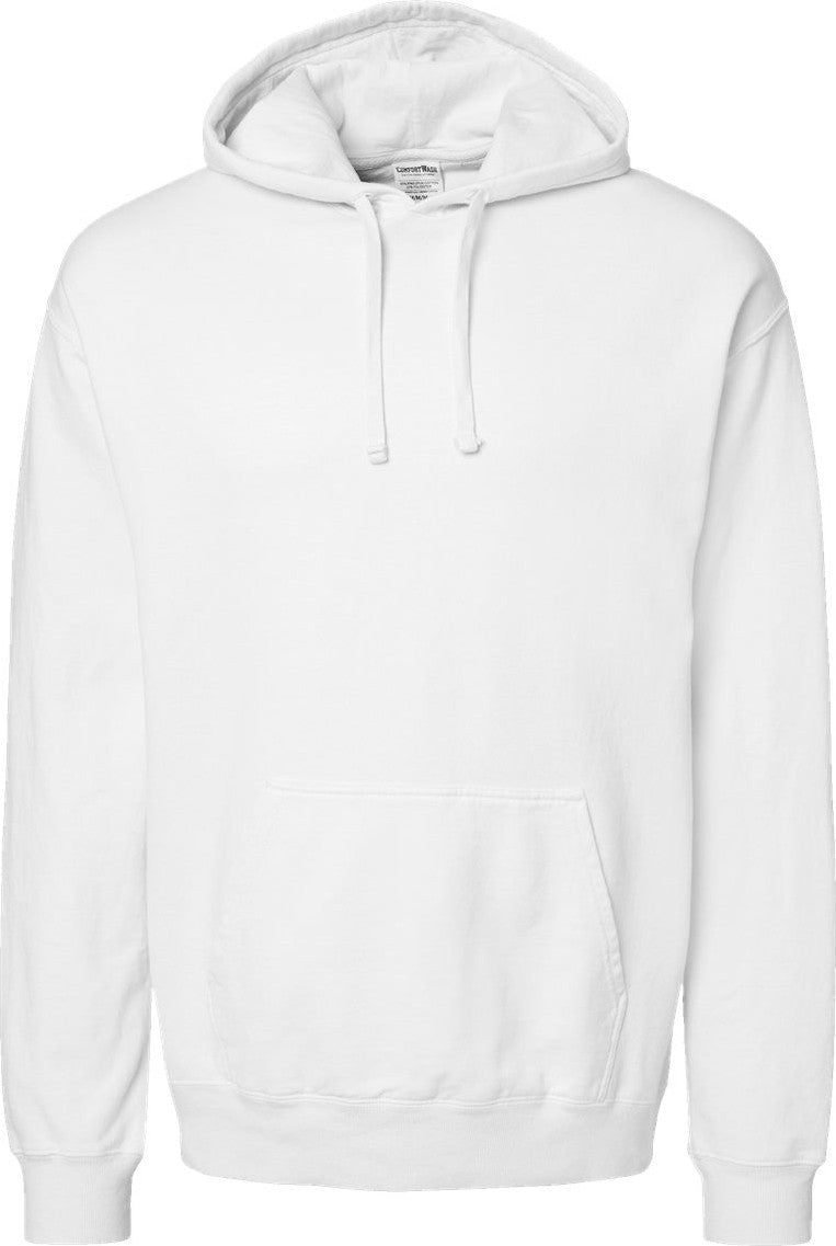 Front View of White Garment-Dyed Hooded Sweatshirt - GDH450