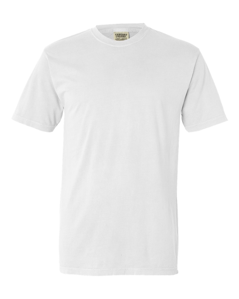 Front View of White Garment-Dyed Lightweight T-Shirt - 4017
