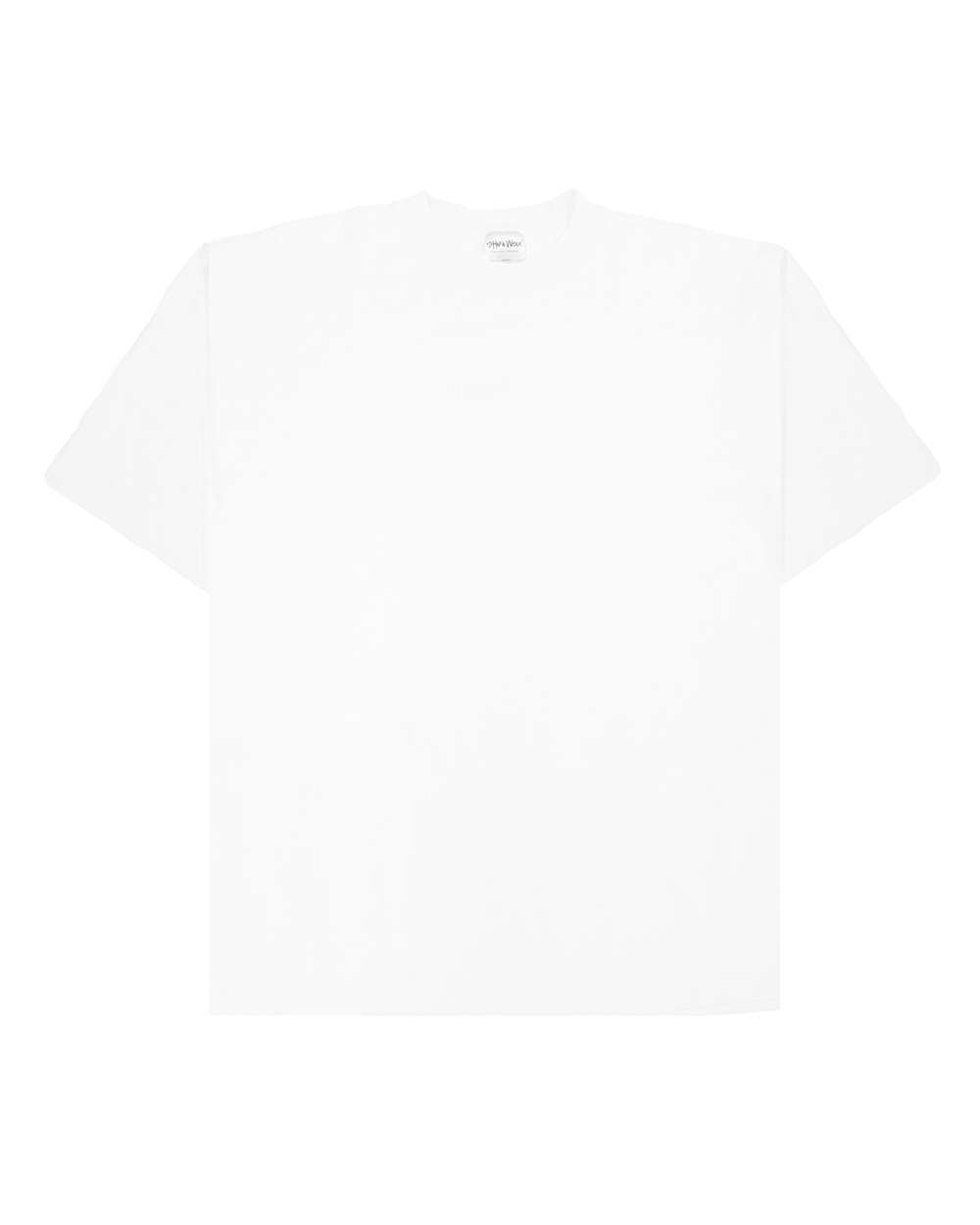 Front View of White Garment-Dyed Reverse T-Shirt - SHGRS